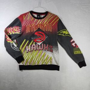 Vintage UNK NBA Atlanta Hawks‎ Multicolor Crewneck Sweatshirt Mens Large Graphic